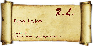 Rupa Lajos névjegykártya